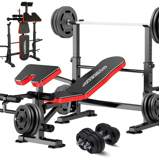 600lbs 6 in 1 Weight Bench Set with Adjustable Workout Bench